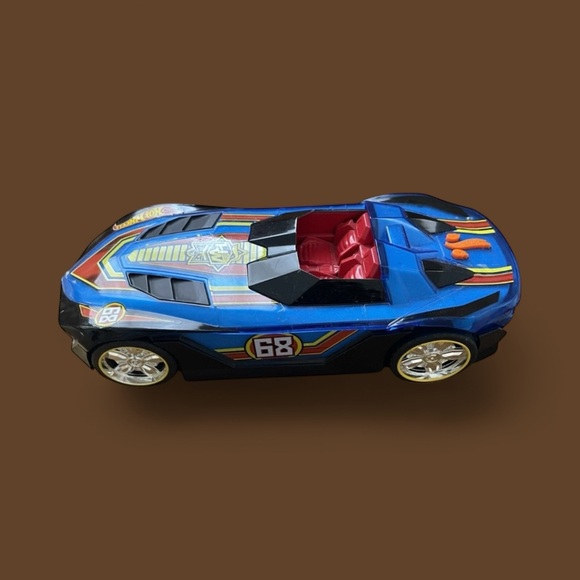 Hot Wheels Toy STATE #68 Flashing Lights Racing & Music Sounds 9" Blue Hyper - Picture 1 of 7